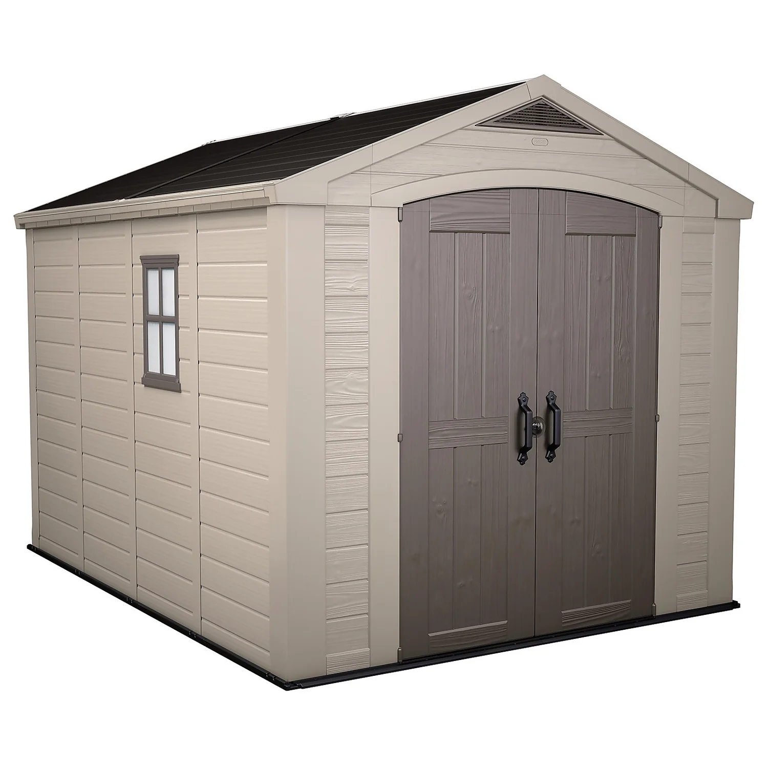 Keter Factor 8 X 11ft Outdoor Garden Apex Storage Shed - Beige/Brown 1 Keter Factor 8 X 11ft Outdoor Garden Apex Storage Shed - Beige/Brown