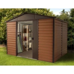 Yardmaster 10x12ft Woodgrain Metal Shed