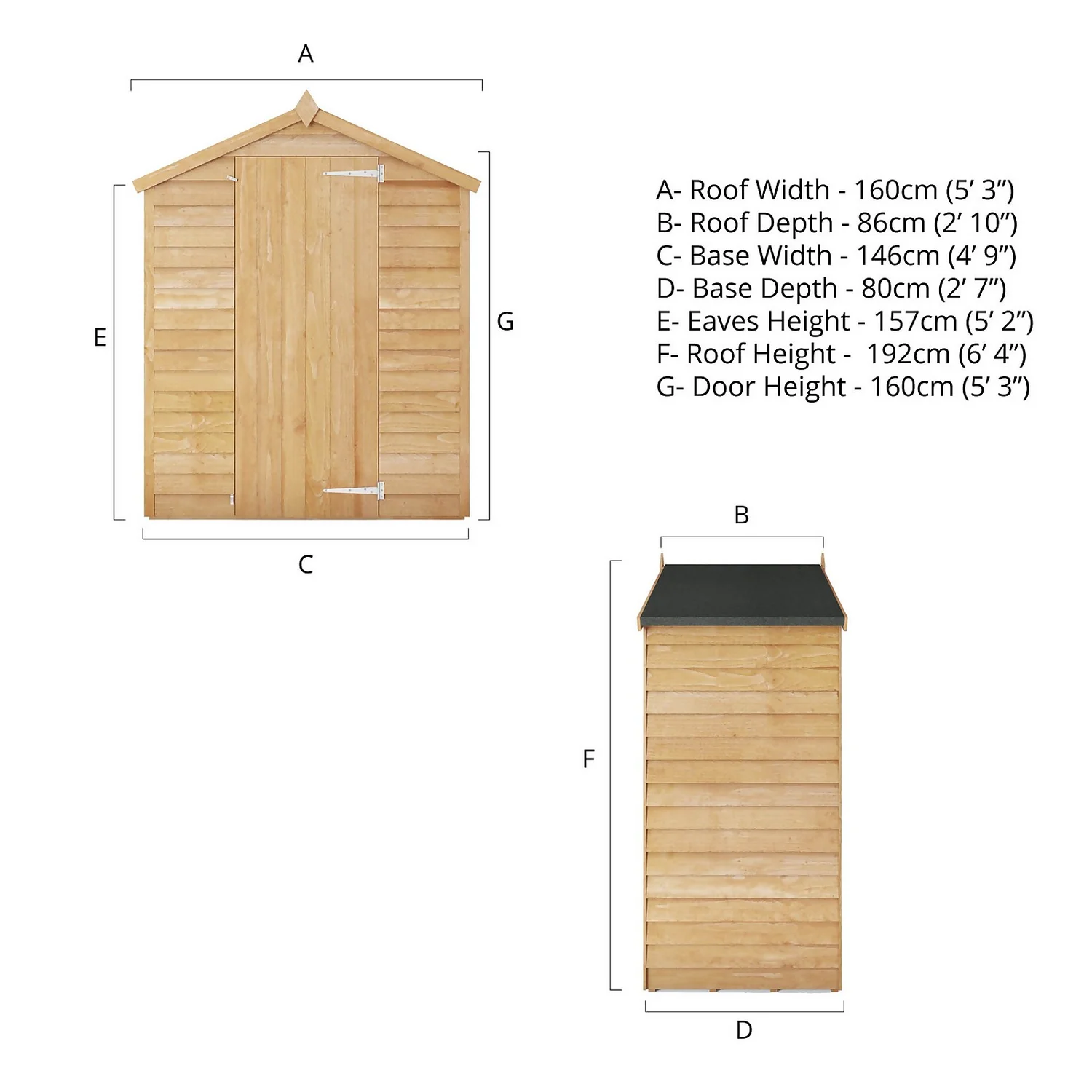 Mercia 5x3ft Overlap Apex Windowless Wooden Shed 9 Mercia 5x3ft Overlap Apex Windowless Wooden Shed - Image 9