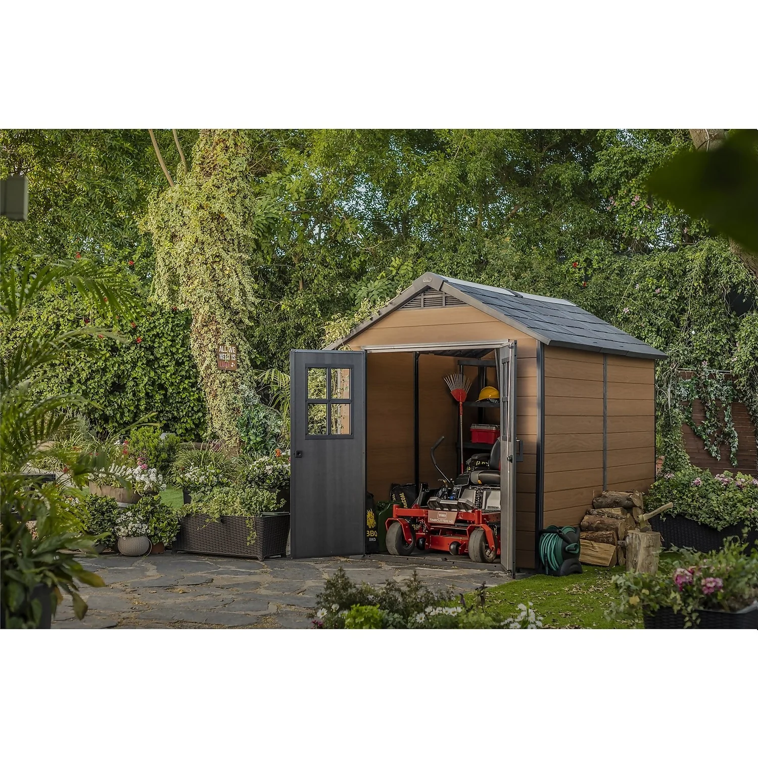Keter Newton 7.5 X 9ft Outdoor Plastic Garden Storage Shed - Brown 2 Keter Newton 7.5 X 9ft Outdoor Plastic Garden Storage Shed - Brown - Image 2