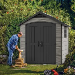 Keter Premier 7 X 7ft Outdoor Garden Apex Storage Shed - Grey -Garden & Outdoors 12882034 7855036180740362