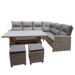 Mortimer Grey Rattan Garden Corner Sofa Set -Garden & Outdoors 12887790 1775047776377538
