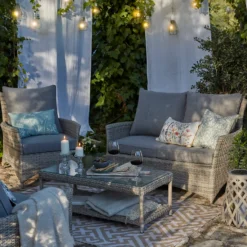 Florence 4 Seater Grey Rattan Garden Sofa Set -Garden & Outdoors 12887803 6295061787155885