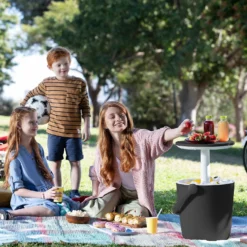 Keter GoBar Outdoor Ice Cooler Table Garden Furniture - Dark Grey / Cream -Garden & Outdoors 13412933 2094910901750129