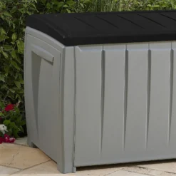 Keter Ace Outdoor Garden Storage Box 124 X 55 X 62.5 Cm - Grey And Black -Garden & Outdoors 13432924 3844947994747044