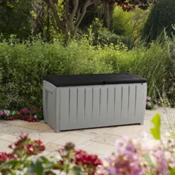 Keter Ace Outdoor Garden Storage Box 124 X 55 X 62.5 Cm - Grey And Black -Garden & Outdoors 13432924 5964947994547391