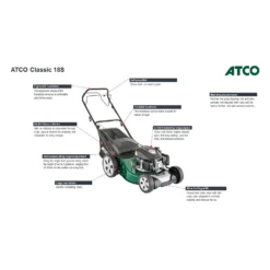 Atco 139cc Classic 18S Petrol Lawn Mower - 46cm -Garden & Outdoors 13483565 1664929335782785
