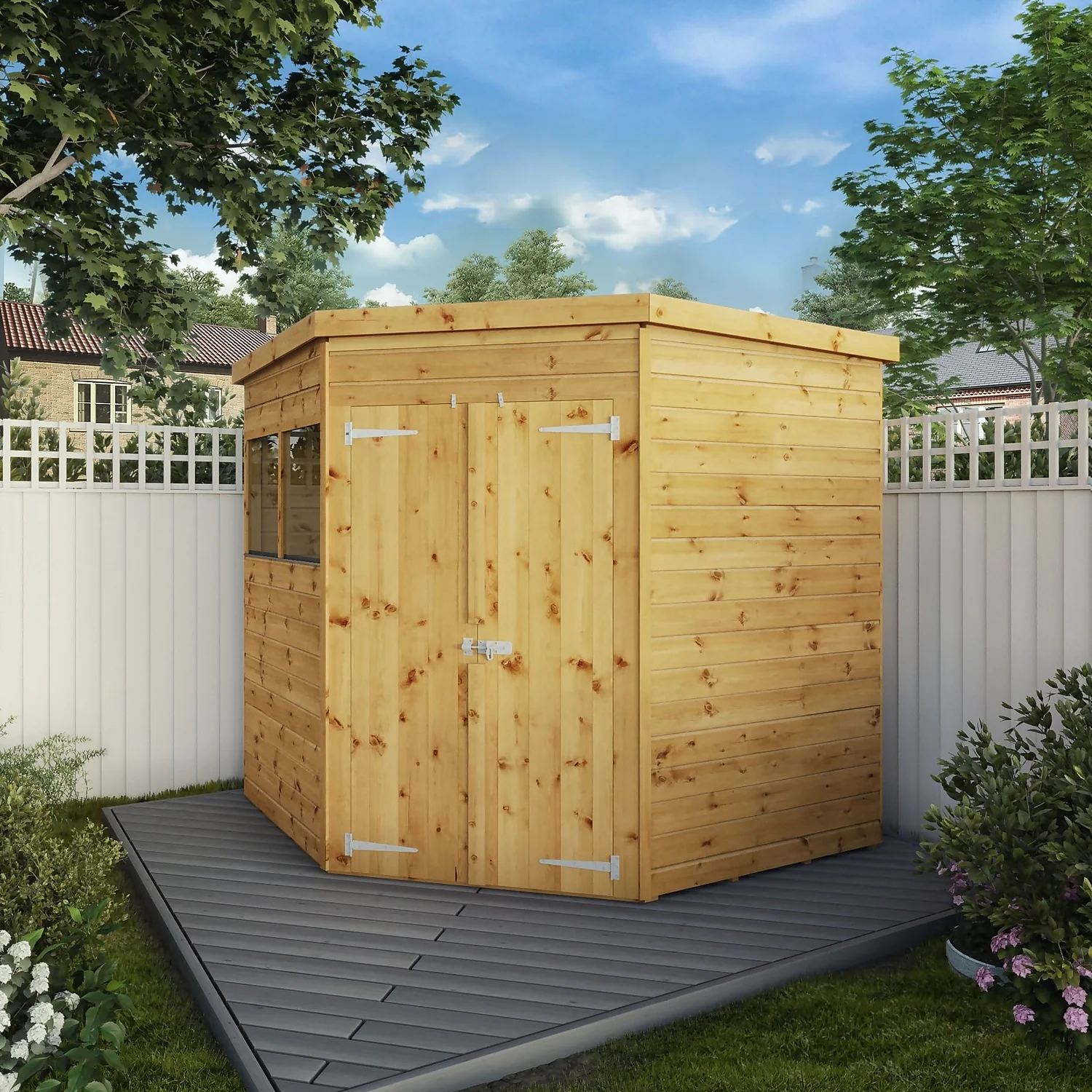 Mercia 7ft X 7ft Premium Shiplap Corner Shed - Including Installation 2 Mercia 7ft X 7ft Premium Shiplap Corner Shed - Including Installation - Image 2