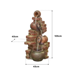 Stylish Fountain Flowing Jugs Water Feature With LEDs -Garden & Outdoors 13846053 1464978881021036