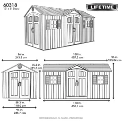 Lifetime 15 X 8ft Rough Cut Dual Entry Outdoor Storage Shed - Installation Included -Garden & Outdoors 13911316 5044978028394780