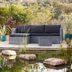 Alexandria Rattan Effect Garden Corner Sofa Set - Ash Grey -Garden & Outdoors 13971225 1355022704388195