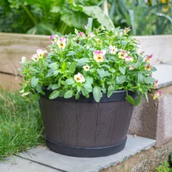 Banded Whiskey Barrel Planter - 39cm -Garden & Outdoors 13973620 9525011238741097