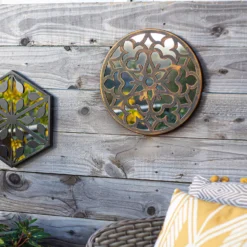 Round Laser Cut Outdoor Mirror 35cm - Bronze -Garden & Outdoors 13981008 1405005835433141