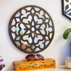 Round Laser Cut Outdoor Mirror 35cm - Bronze -Garden & Outdoors 13981008 8645005835380560