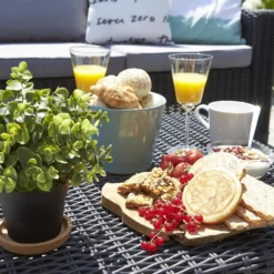 Keter California 2 Seater Outdoor Balcony Garden Furniture Set - Graphite With Grey Cushions -Garden & Outdoors 14539588 1335041802411742